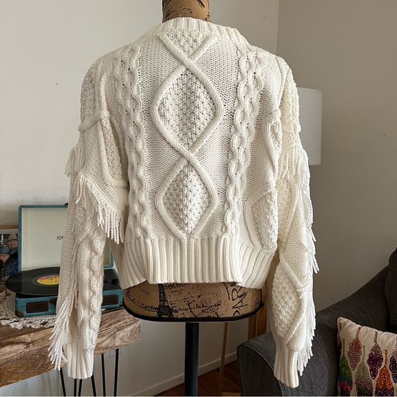 Line & Dot Jasper Fringe Cable Knit
Sweater Ivory Size Medium - Picture 6 of 15